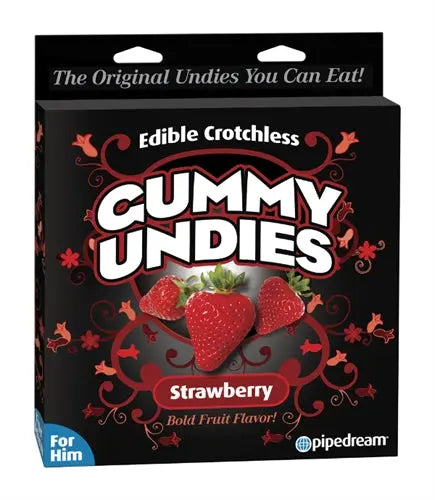 Gummy undies for him strawberry gummy candy box with heart graphics
