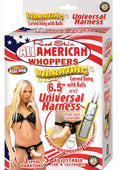 All American Whoppers Vibrating 6.5-Inch Dong With Universasl Harness - Flesh