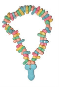 Penis-shaped candy lollipop with colorful rainbow candy ring