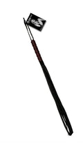 Sex and Mischief mahogany flogger with braided leather handle and wrist strap