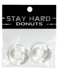 Clear bag with Stay Hard Donuts and two donut-shaped pieces