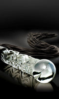 Icicle No. 38 ornament, clear with black strands and reflective chrome tip