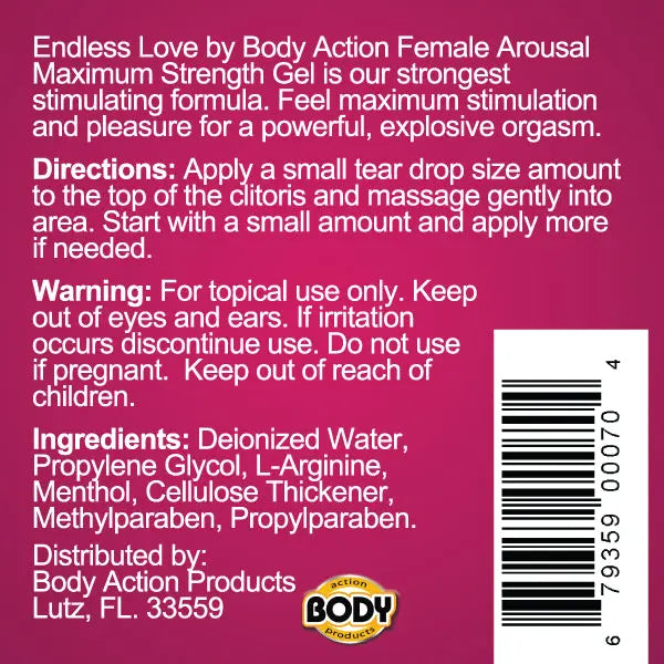 Endless Love Female Arousal Gel Maximum Strength - .5 Oz. – body-safe materials | Fu'Cha Exotics