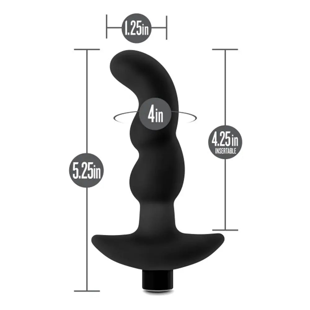 Anal Adventures- Platinum - Silicone Vibrating Prostate Massager 03- Black – body-safe materials | Fu'Cha Exotics