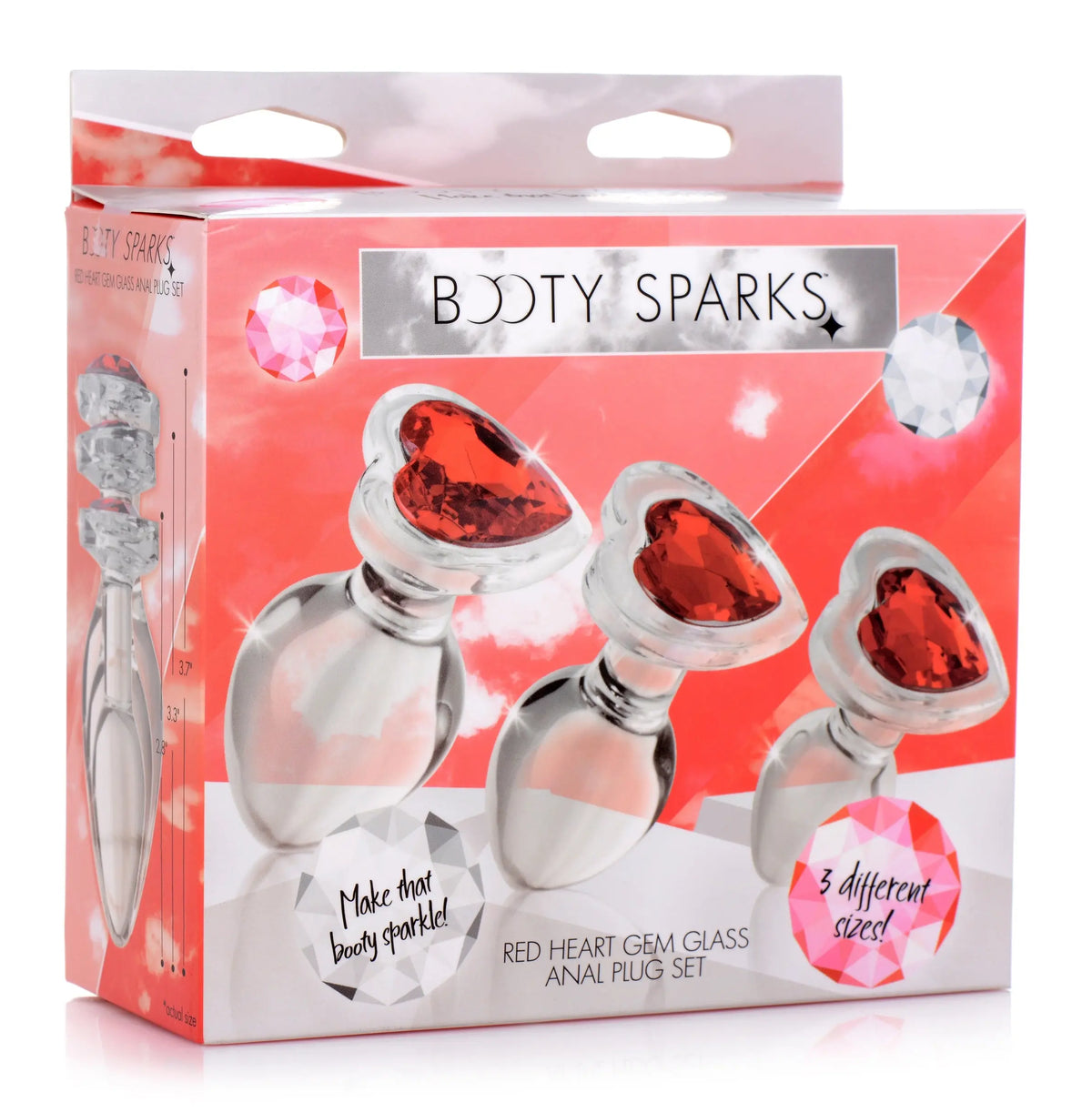 Red Heart Gem Glass Anal Plug Set – body-safe materials | Fu'Cha Exotics
