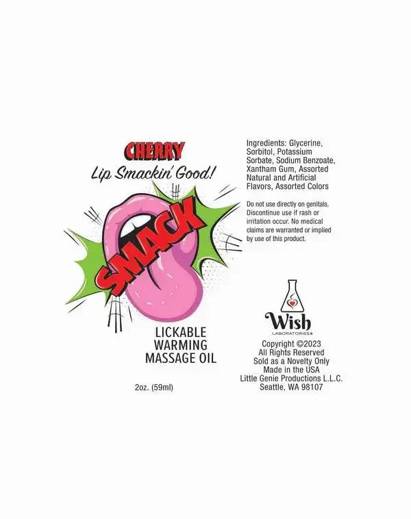 Smack Lickable Massage Oil, 3ml Pouch Display 36pc - Cherry – body-safe materials | Fu'Cha Exotics