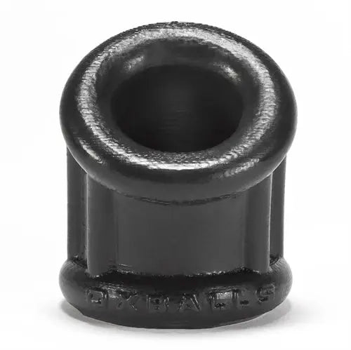 Small curved silicone ball stretcher, black, hollow dome with textured base