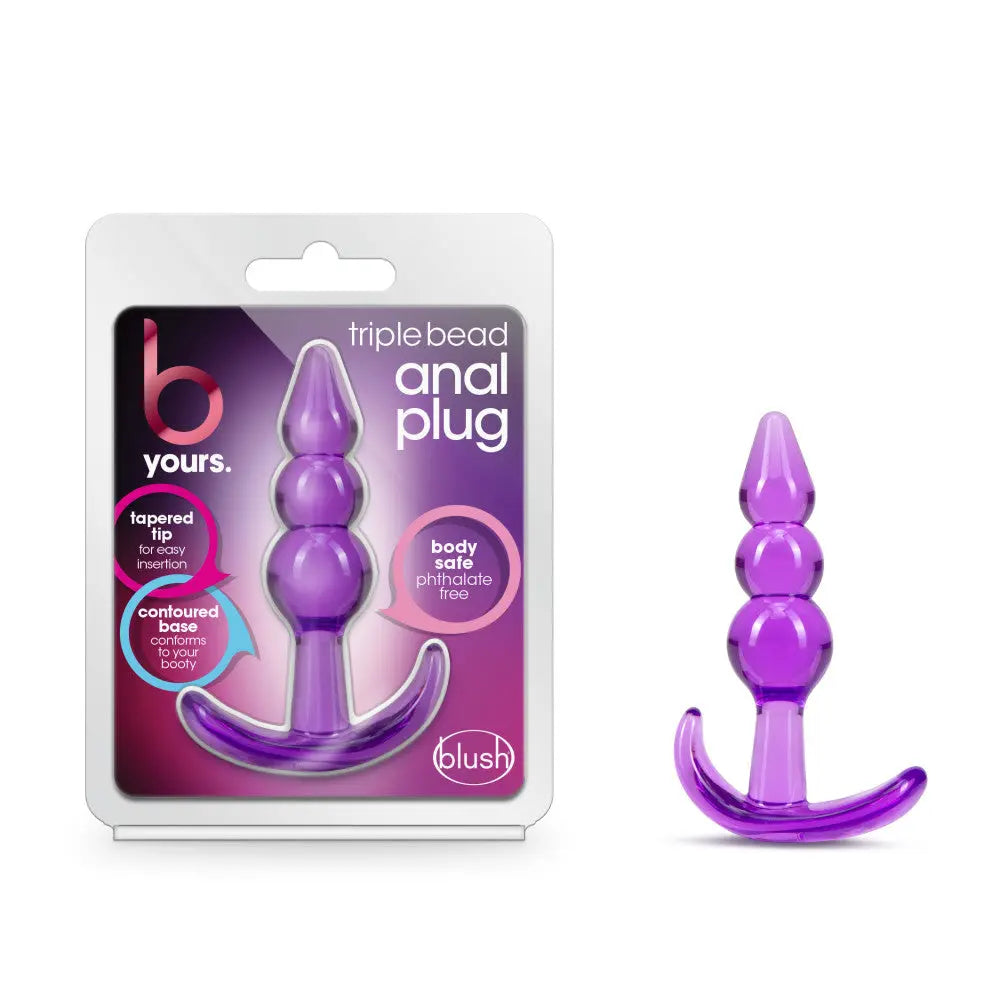 B Yours - Triple Bead Anal Plug - Purple – body-safe materials | Fu'Cha Exotics