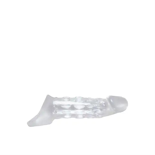 Clear plastic power extension connector with textured grips and rounded tip
