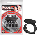 Black snap-on vibro cock and ball strap with circular ring and padded strap