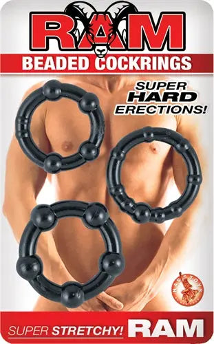 Ram Beaded Cockrings - Black – body-safe materials | Fu'Cha Exotics