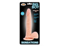 7.5-inch pink dildo with textured shaft and wide suction-style base