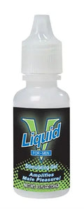 Men's stimulating gel bottle with clear cap and black Liquid label, 0.5 oz
