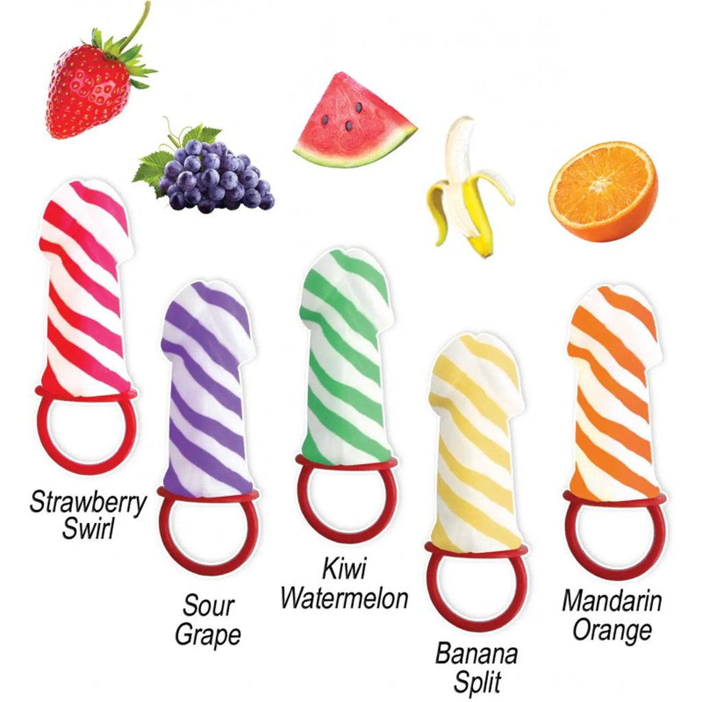 Candy Stripers Pecker Candy Ring Pop 36pc Display - 5 Assorted Flavors – body-safe materials | Fu'Cha Exotics