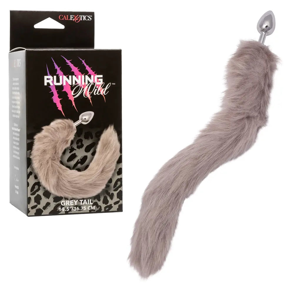 Running Wild Tail - Grey – body-safe materials | Fu'Cha Exotics