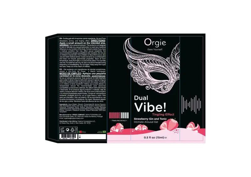Dual Vibe Gin and Tonic Strawberry Kissable Liquid Vibrator 15ml – body-safe materials | Fu'Cha Exotics