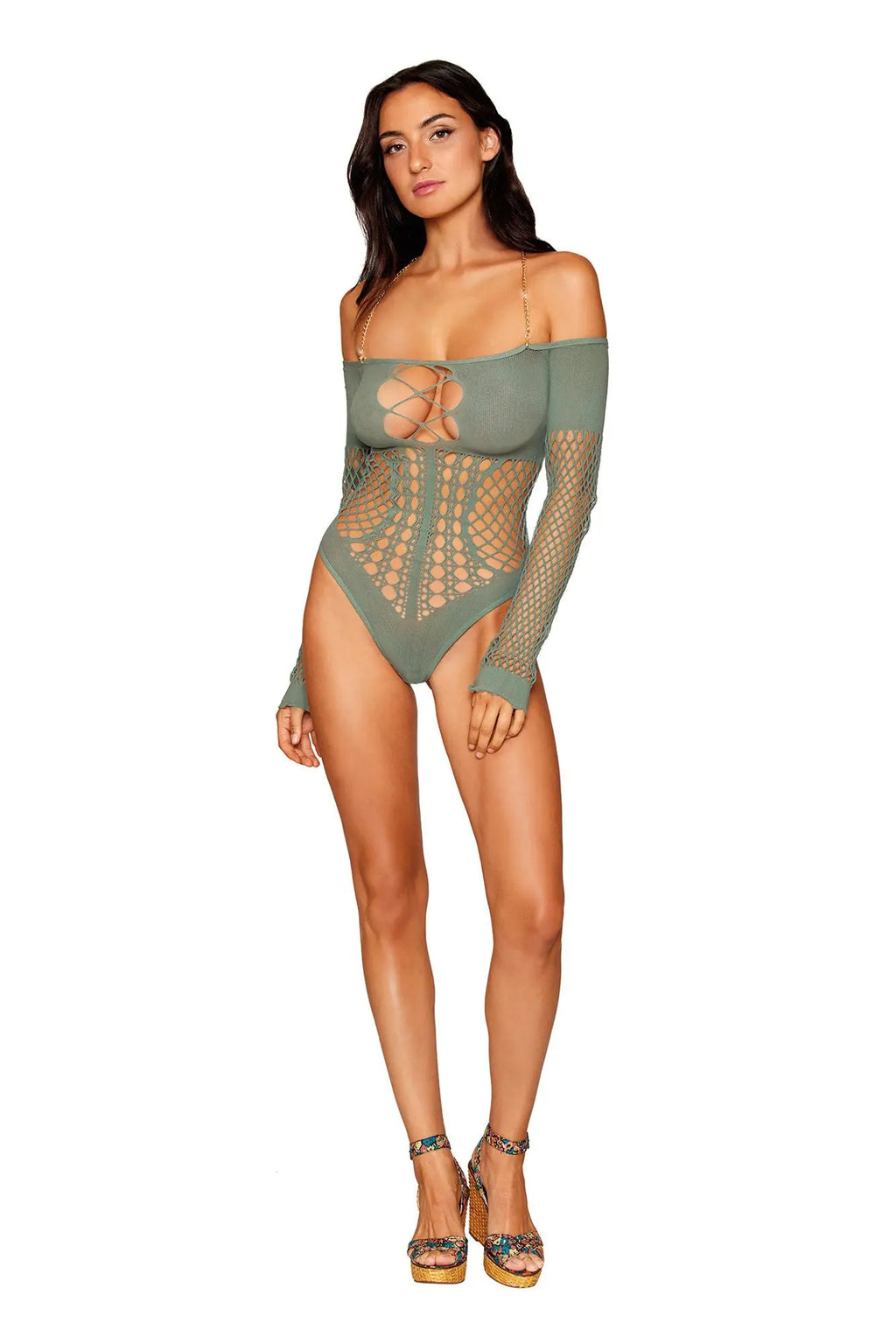 Long Sleeve Teddy - One Size - Sage – body-safe materials | Fu'Cha Exotics
