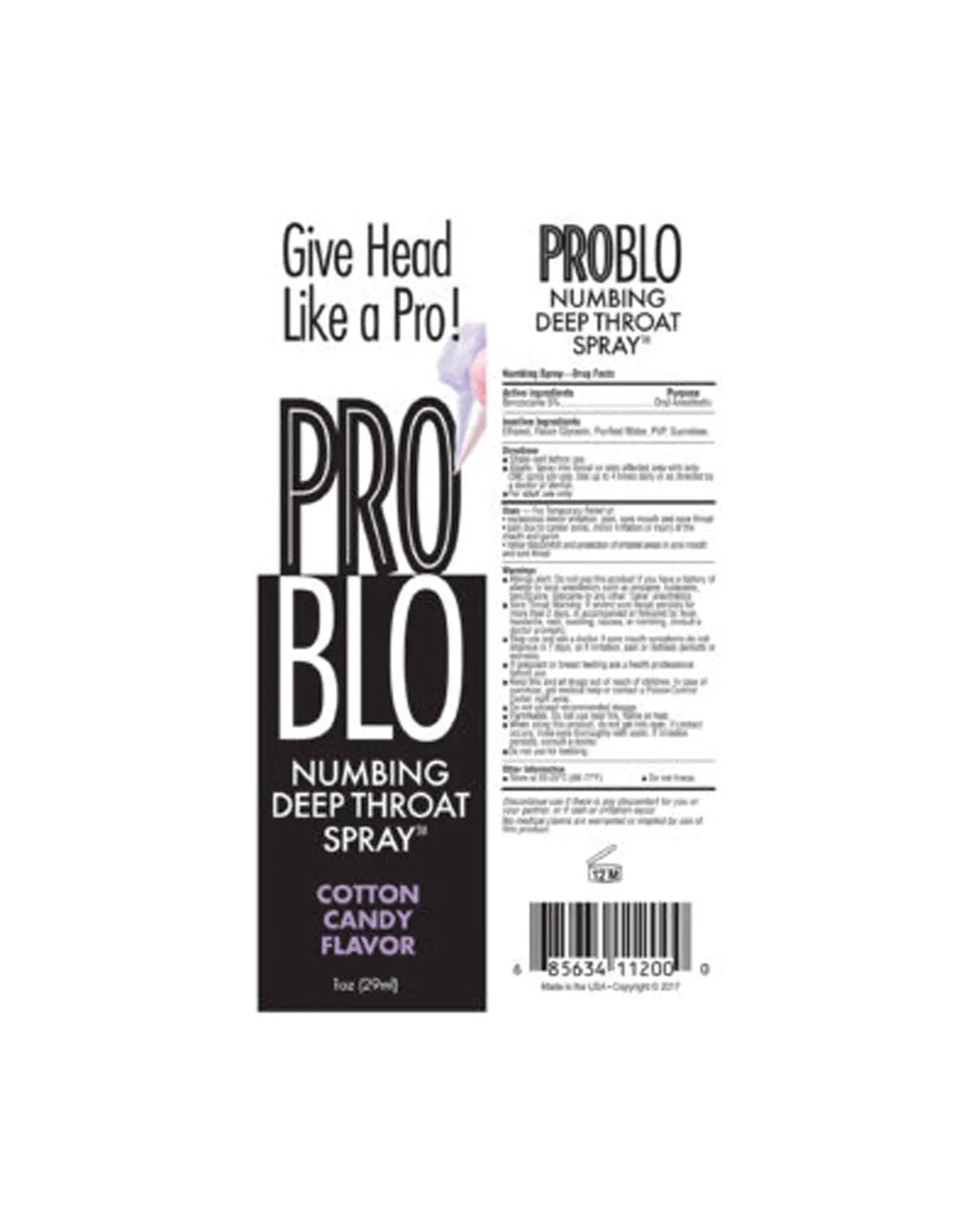 Pro Blo Throat Numbing Spray 1oz - Cotton Candy – body-safe materials | Fu'Cha Exotics