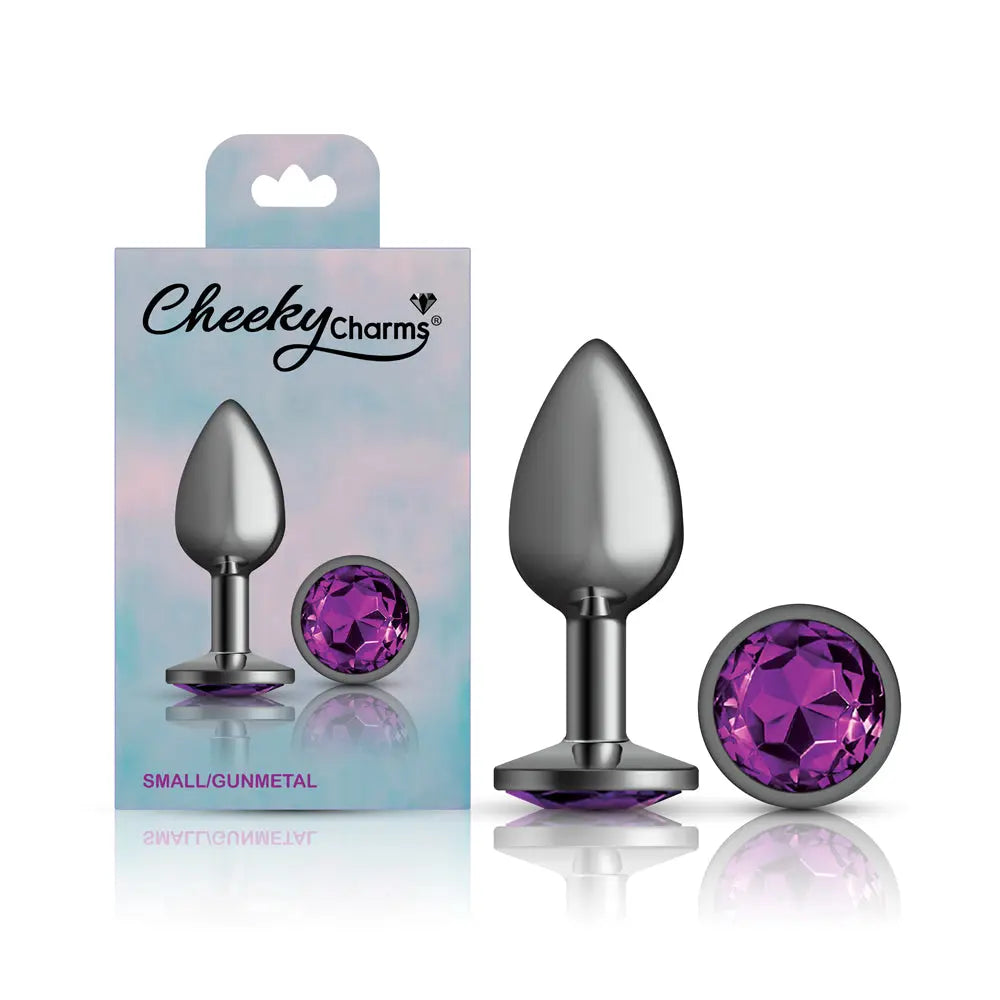 Purple Round Gem Gunmetal Metal Plug - Sm – body-safe materials | Fu'Cha Exotics