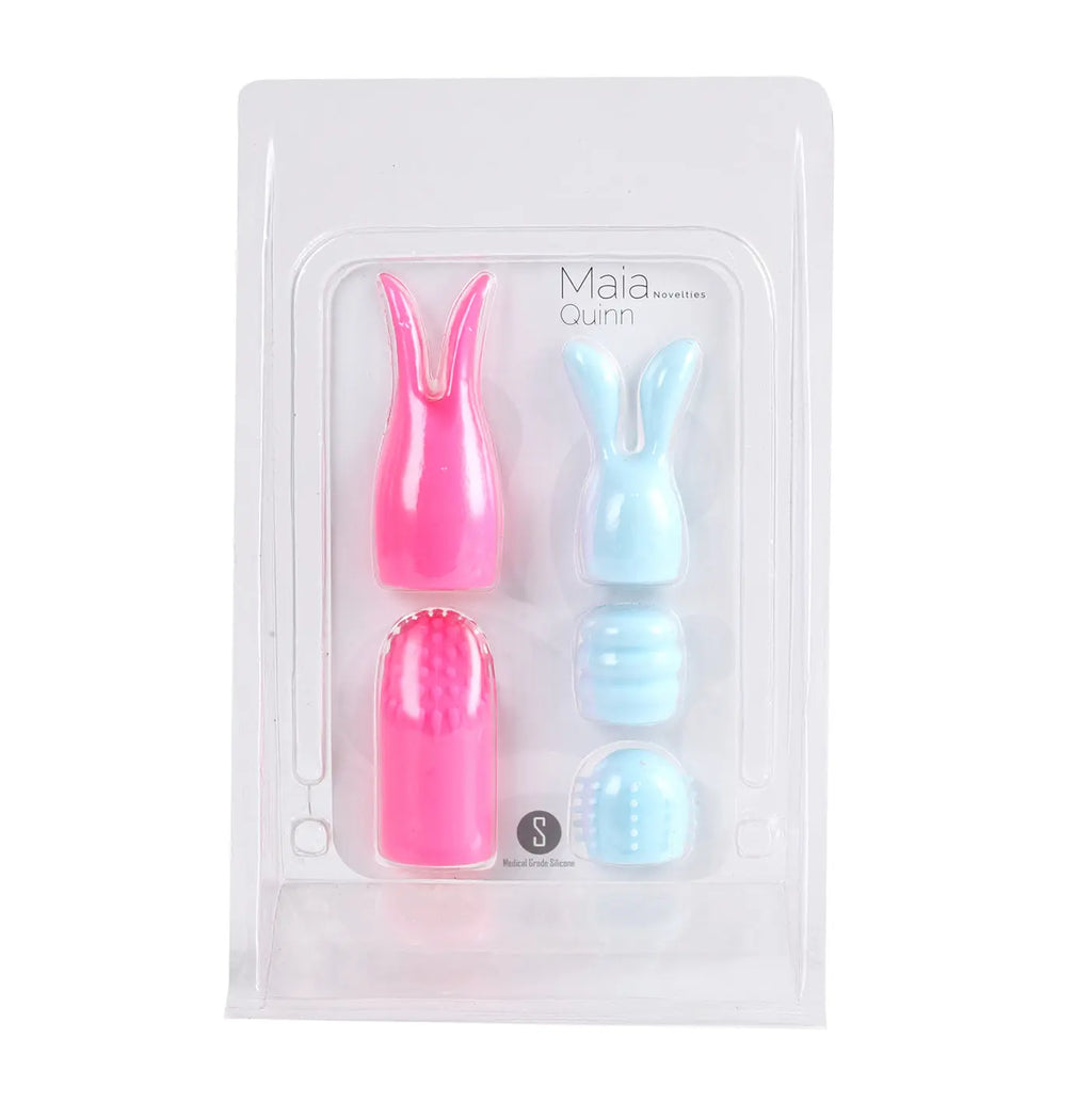 Quinn 5 Piece Silicone Attachments - Pink/blue – body-safe materials | Fu'Cha Exotics