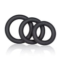 Set of black silicone support rings, three interlocking bands