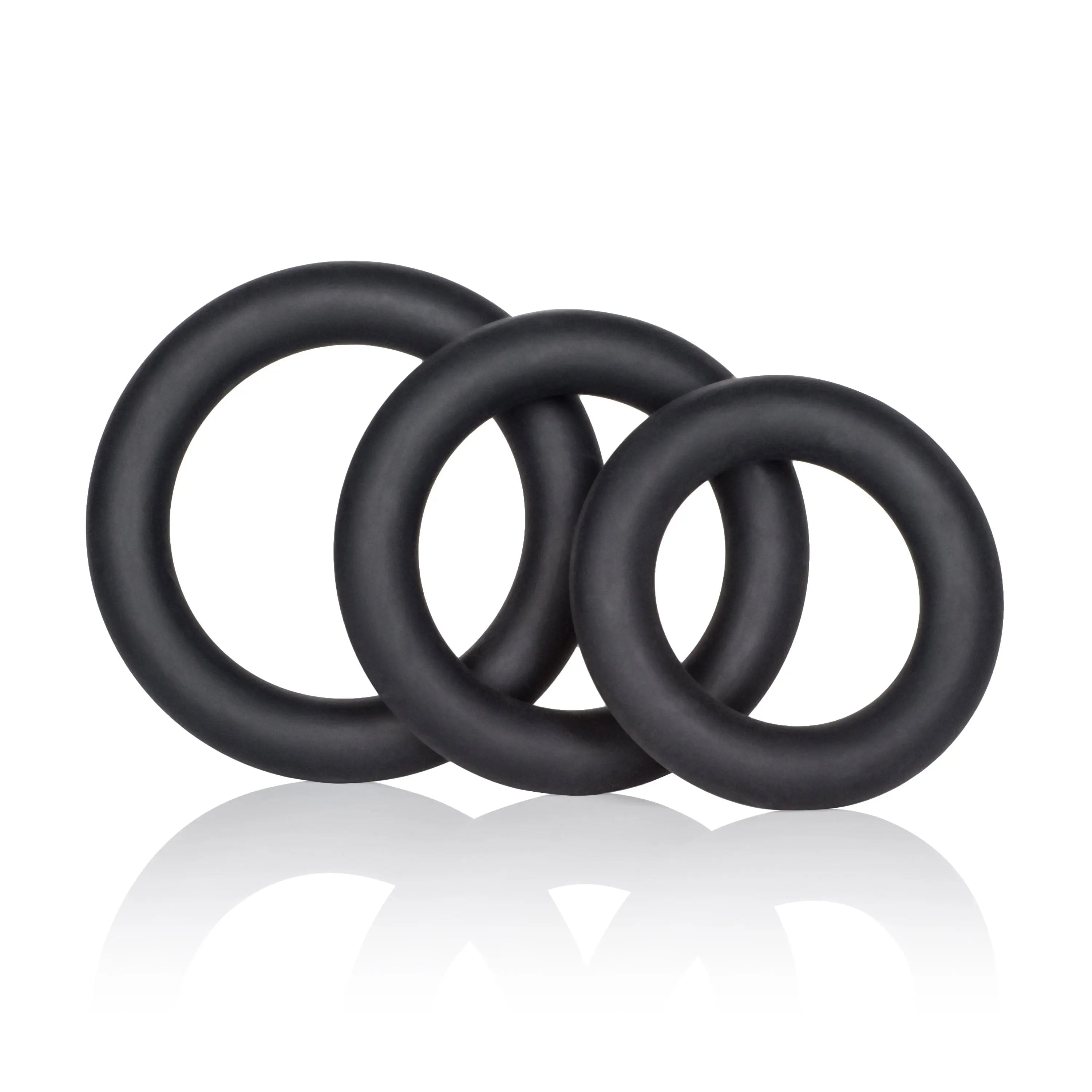 Set of black silicone support rings, three interlocking bands