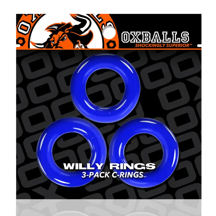 Willy Rings 3-Pack Cockrings - Police Blue – body-safe materials | Fu'Cha Exotics