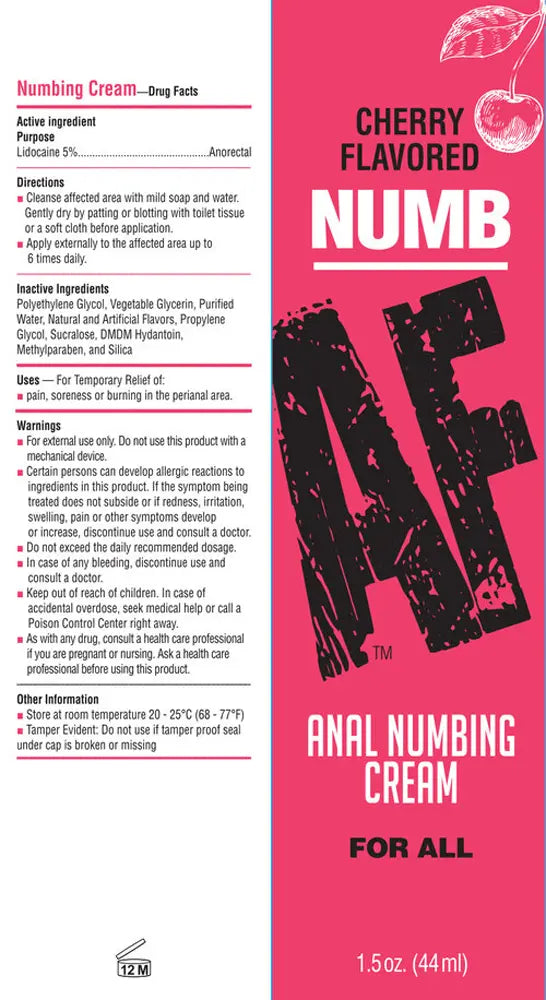 Numb Af - Anal Desensitizer Gel - Cherry - 1.5 Fl Oz – body-safe materials | Fu'Cha Exotics