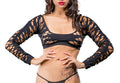 Full Design Mesh Crotchless Leggings - One Size - Black