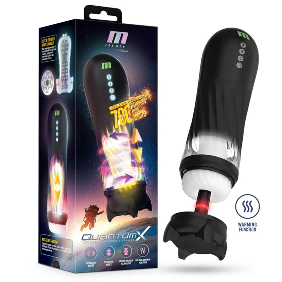 Quantumx Triple Action Automatic Stroker - Black – body-safe materials | Fu'Cha Exotics