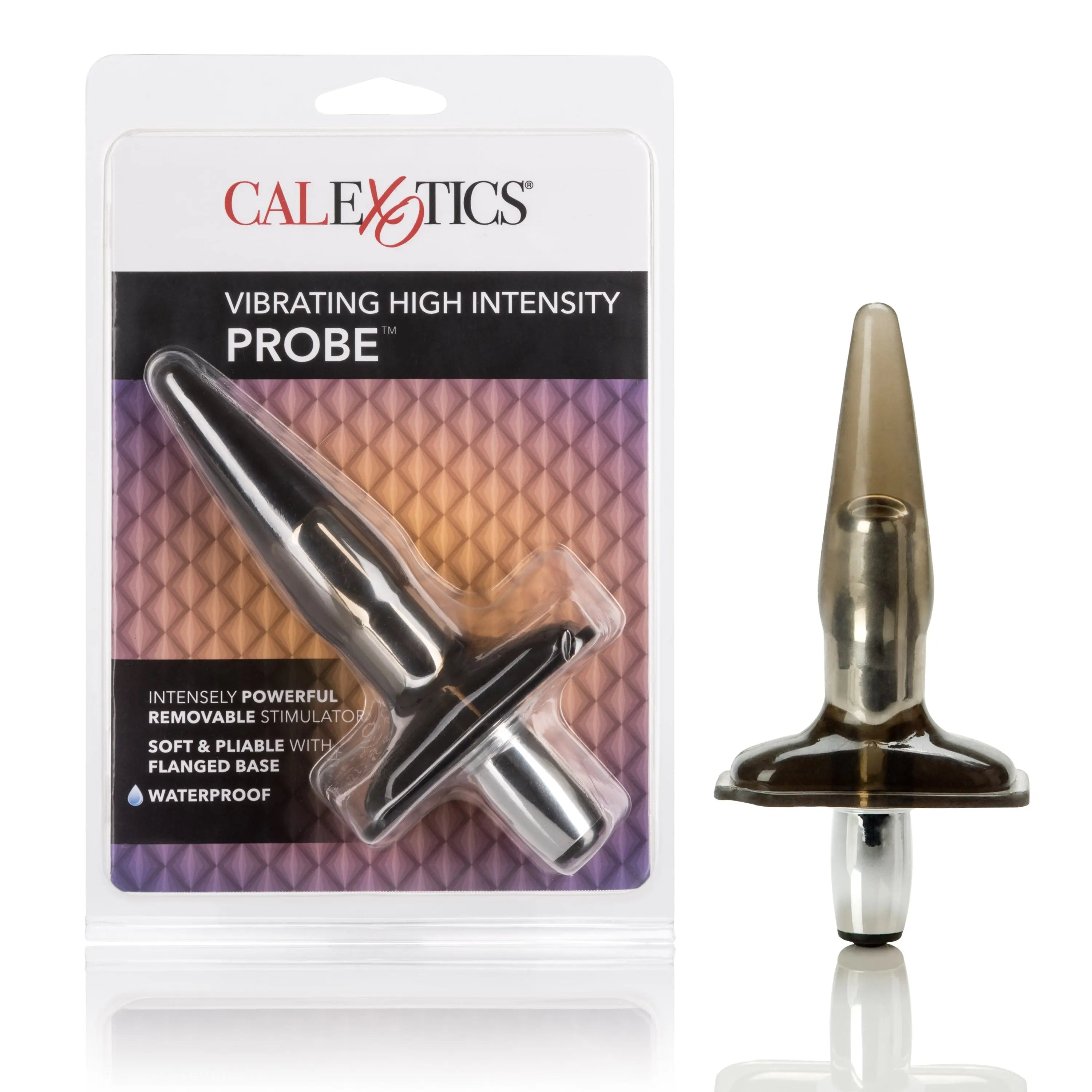 Vibrating high-intensity probe with flared base, dark metallic finish