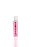 2 oz fragrance bottle, purple liquid, white cap
