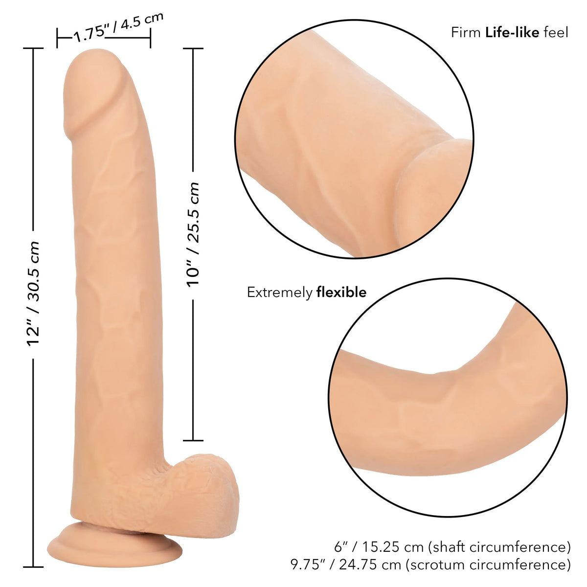Size Queen 10 inch/25.5 Cm - Ivory – body-safe materials | Fu'Cha Exotics