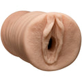 Realistic flesh-toned vagina sex toy sleeve with open inner channel