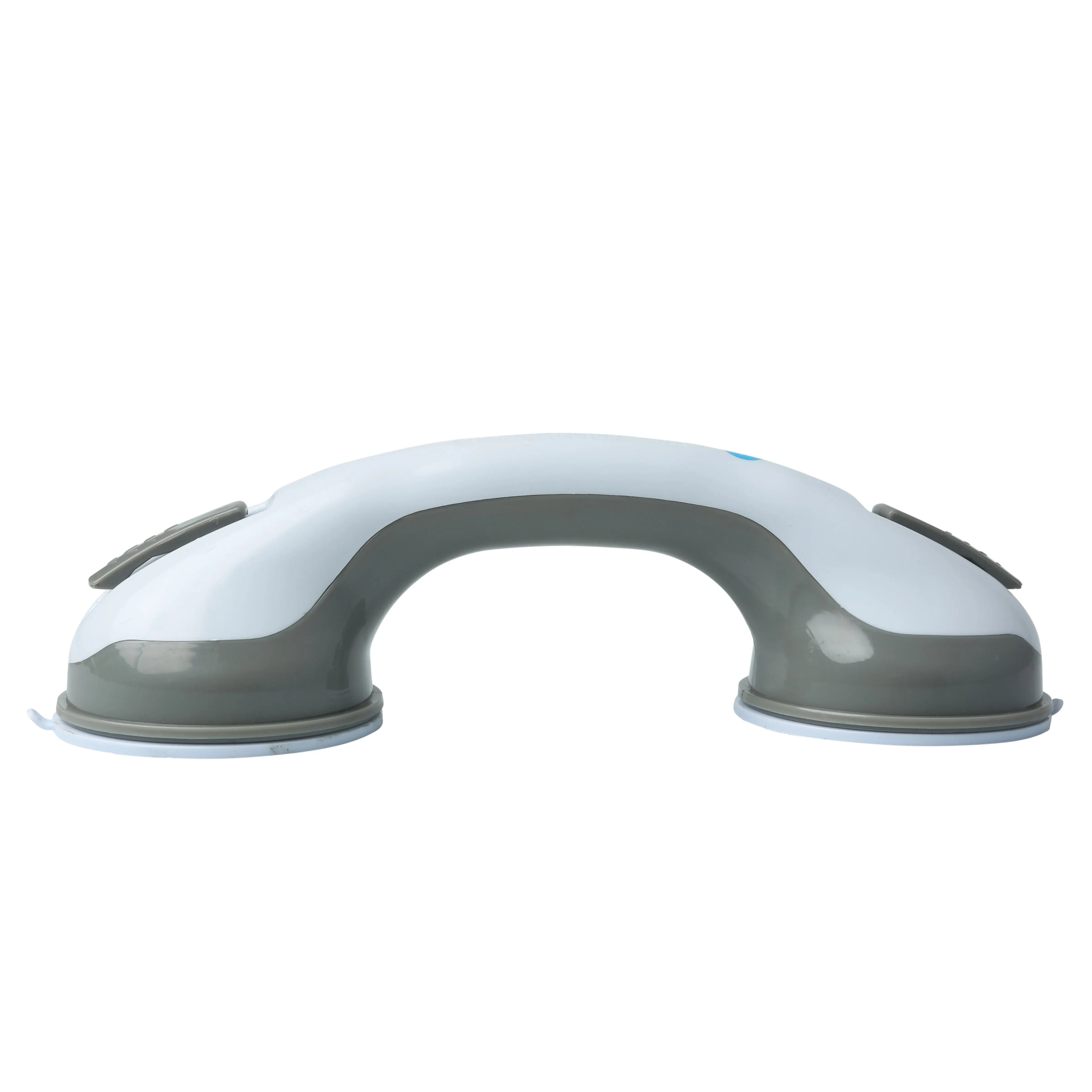 Dual suction handle with two gray grips and blue-white body