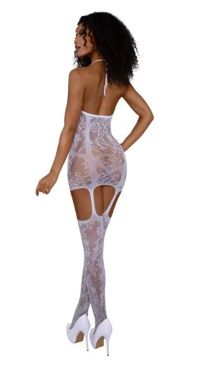 Lace and Opaque Seam Garter Dress - Os - White – body-safe materials | Fu'Cha Exotics