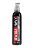 Swiss Navy premium anal lubricant bottle with pump, black with red label