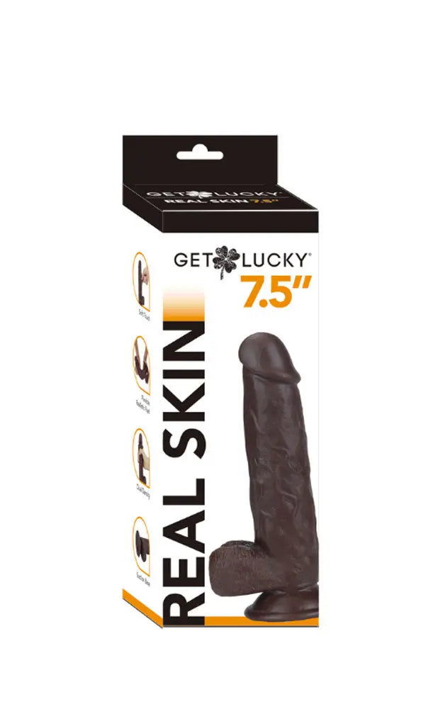 Real Skin 7.5" Dual Layer Dildo - Dark Brown – body-safe materials | Fu'Cha Exotics