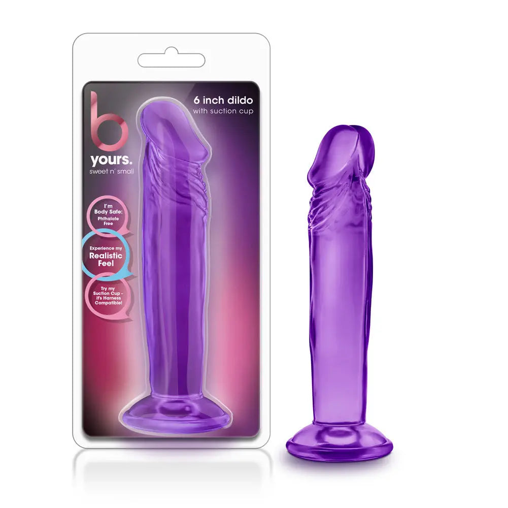 B Yours - Sweet n' Small 6 Inch Dildo With Suction Cup - Purple – body-safe materials suction stimulation | Fu'Cha Exotics