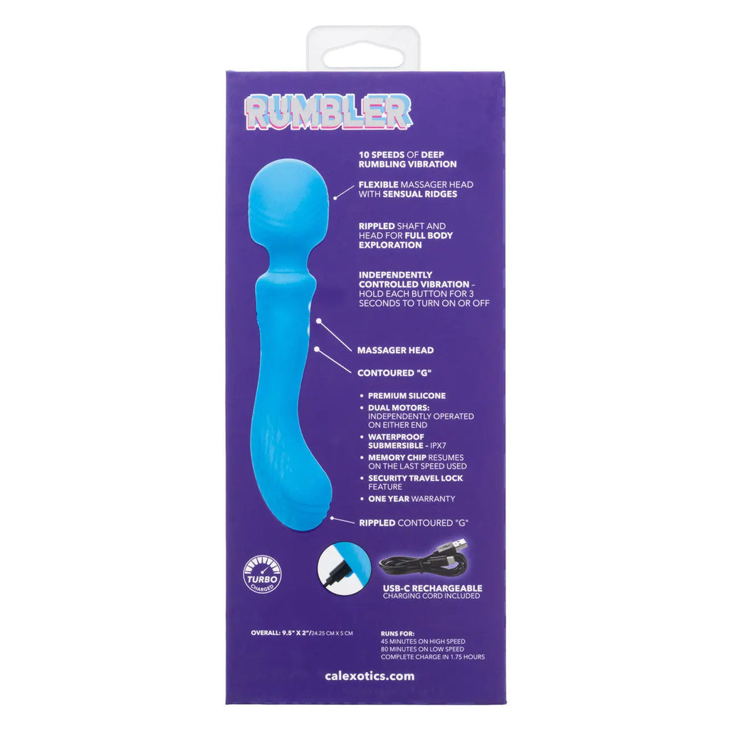 Rumbler Rumble Wand - Blue – body-safe silicone fully waterproof | Fu'Cha Exotics