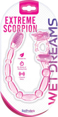 Magenta scorpion-shaped dual stinger anal vibrator on retail package
