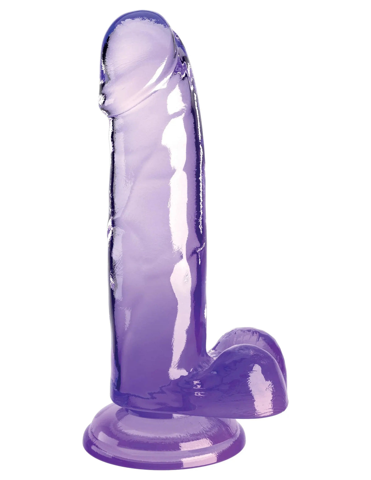 King Cock Clear 7 Inch With Balls - Purple – body-safe materials | Fu'Cha Exotics