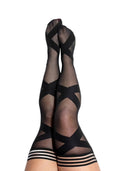 Jackie - Semi Sheer Thigh High - Size D - Black