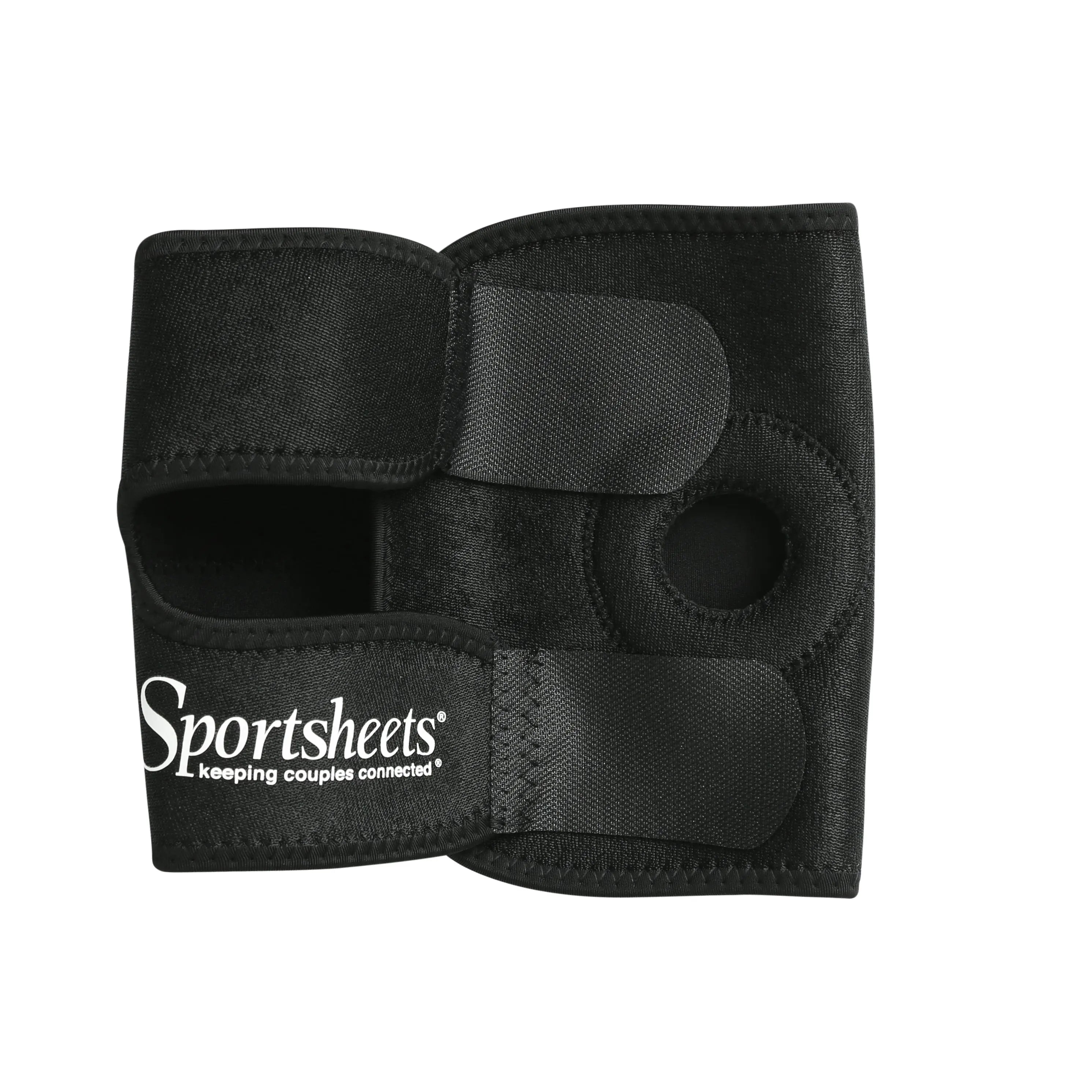 Black thigh strap with adjustable pads and Velcro closure