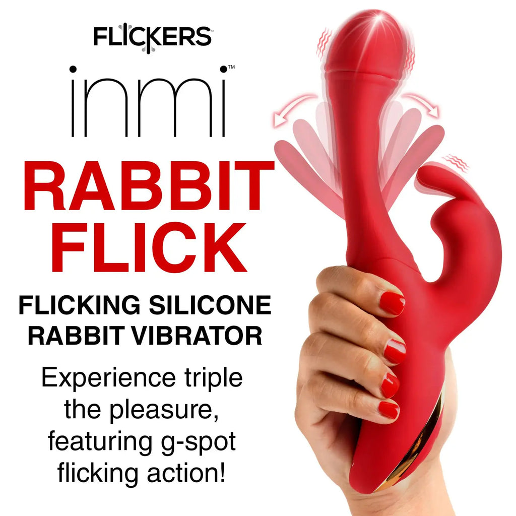 Rabbit Flick Flicking Silicone Rabbit Vibrator - Red – body-safe materials | Fu'Cha Exotics