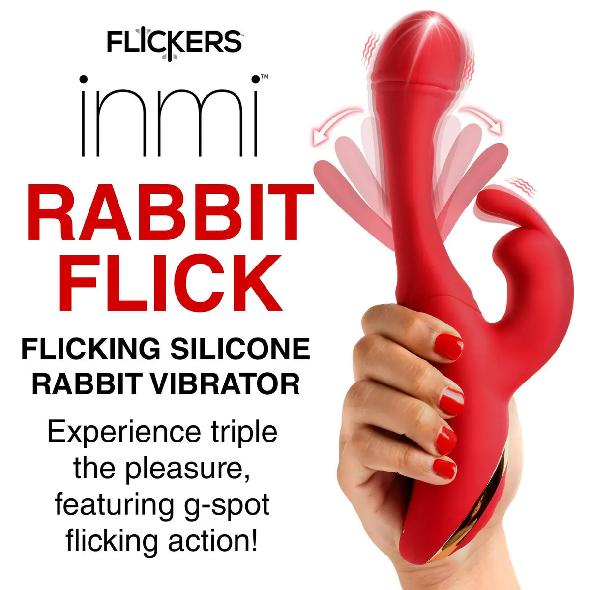 Rabbit Flick Flicking Silicone Rabbit Vibrator - Red – body-safe materials | Fu'Cha Exotics