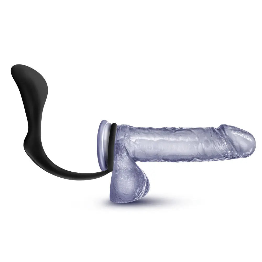 Anal Adventures - Platinum - Cock Ring Plug - Black – body-safe materials | Fu'Cha Exotics