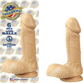 Beige 6-inch suction cup adult novelty dildo with detailed shaft and base