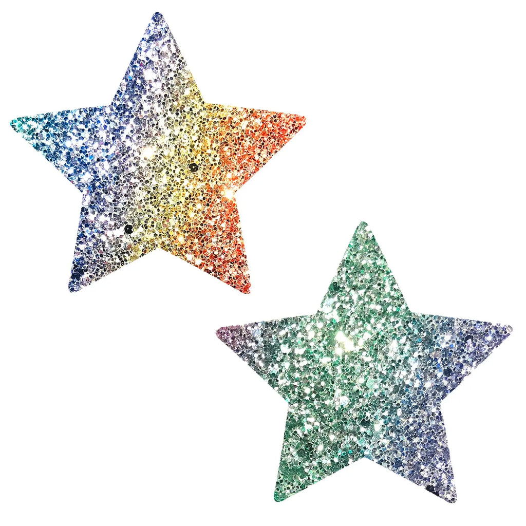 Super Sparkle Rock Kandi Chunky Rainbow Glitter Starry Nights Nipztix Pasties – latex-free | Fu'Cha Exotics