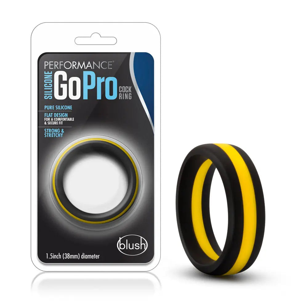 Performance - Silicone Go Pro Cock Ring - Black/gold/black – body-safe silicone | Fu'Cha Exotics